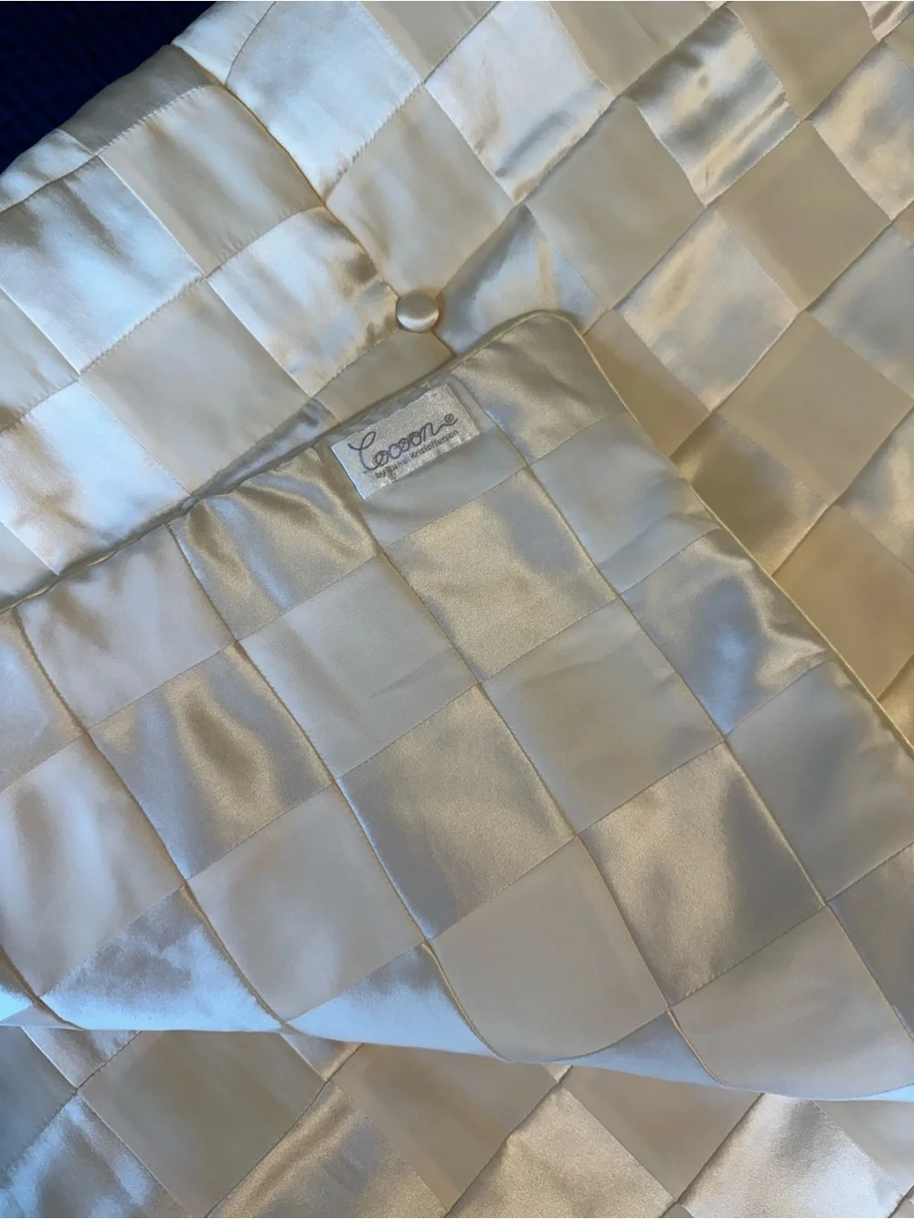 100% Silk Cocoon by Randi Kristoffersen Luxury Patchwork Throw Blanket Ivory